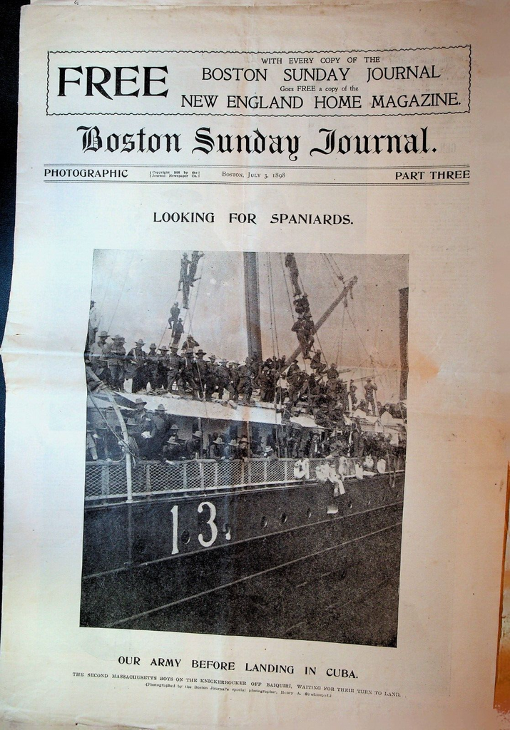 Boston Sunday Journal July 3 1898 Spanish American War Rough Riders
