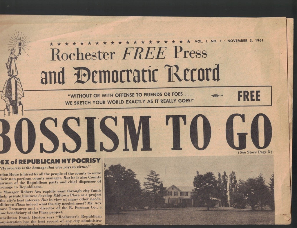 Rochester NY Free Press & Democratic Record FIRST ISSUE November 1963 Democrats