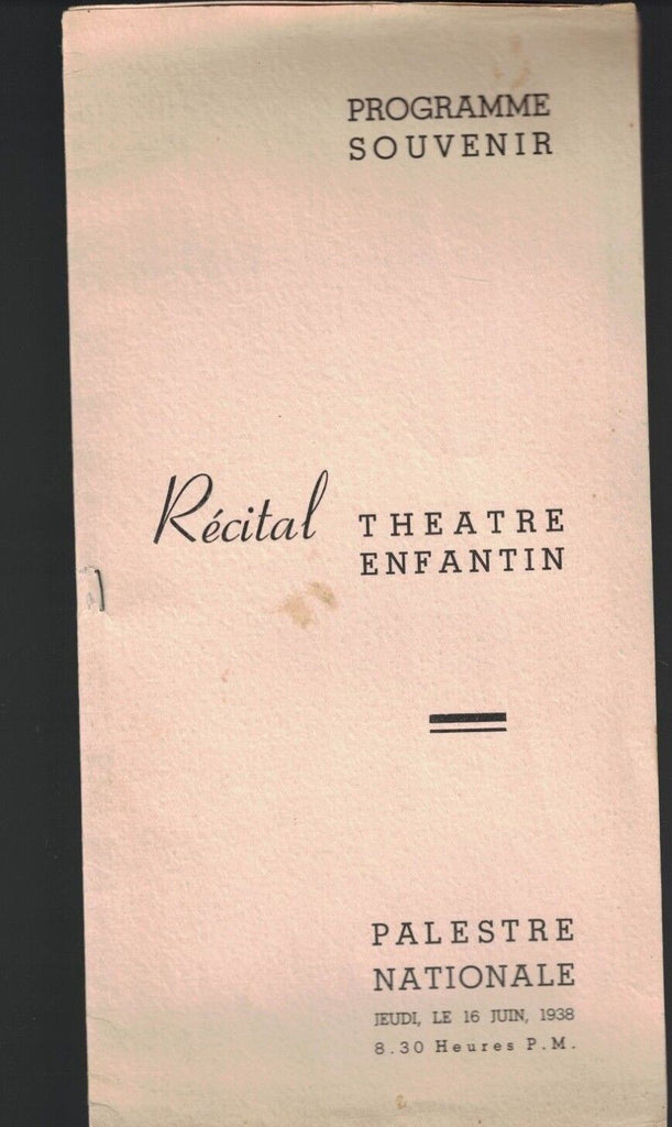 Palestre Nationale June 16 1938 Recital Program Jacqueline Plouffe Montreal