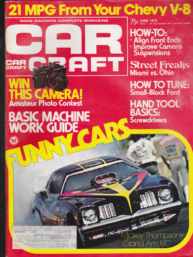 Car Craft Magazine Mickey Thompson Funny Cars  June 1974  FREE US S/H
