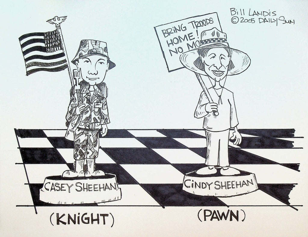 Bill Landis Original Cartoon Art The Villages Daily Sun 2005 Cindy Sheehan