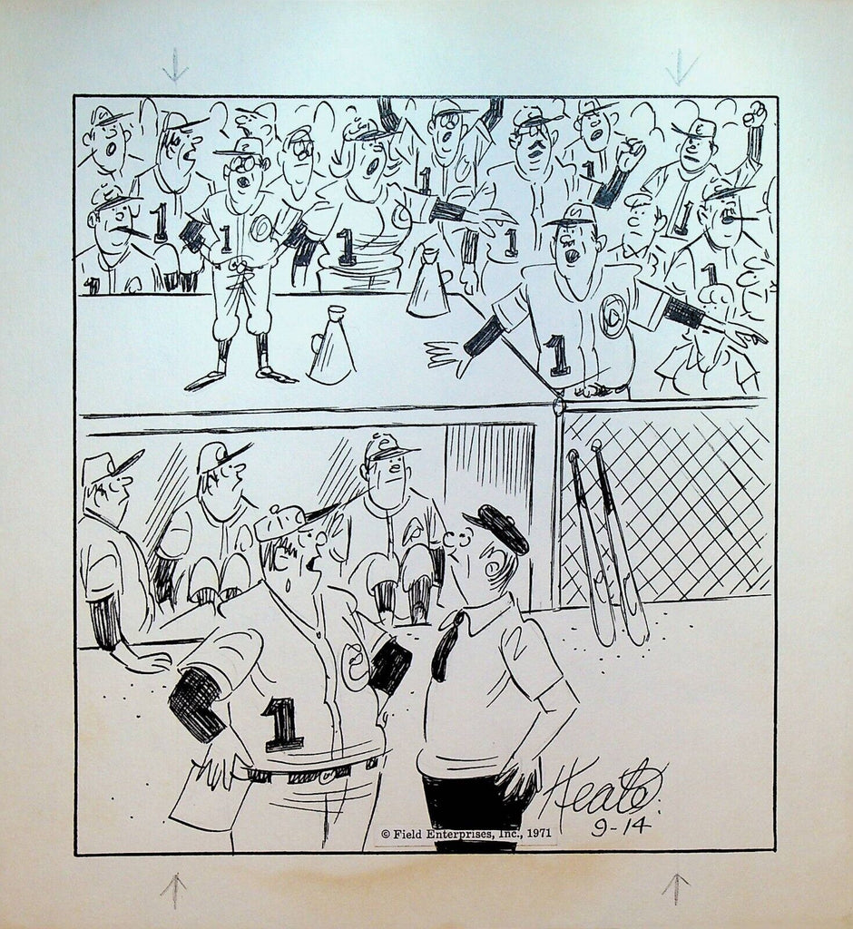 Jeff Keate Time Out Comic Strip Original Art Baseball September 14 1971 Dugout