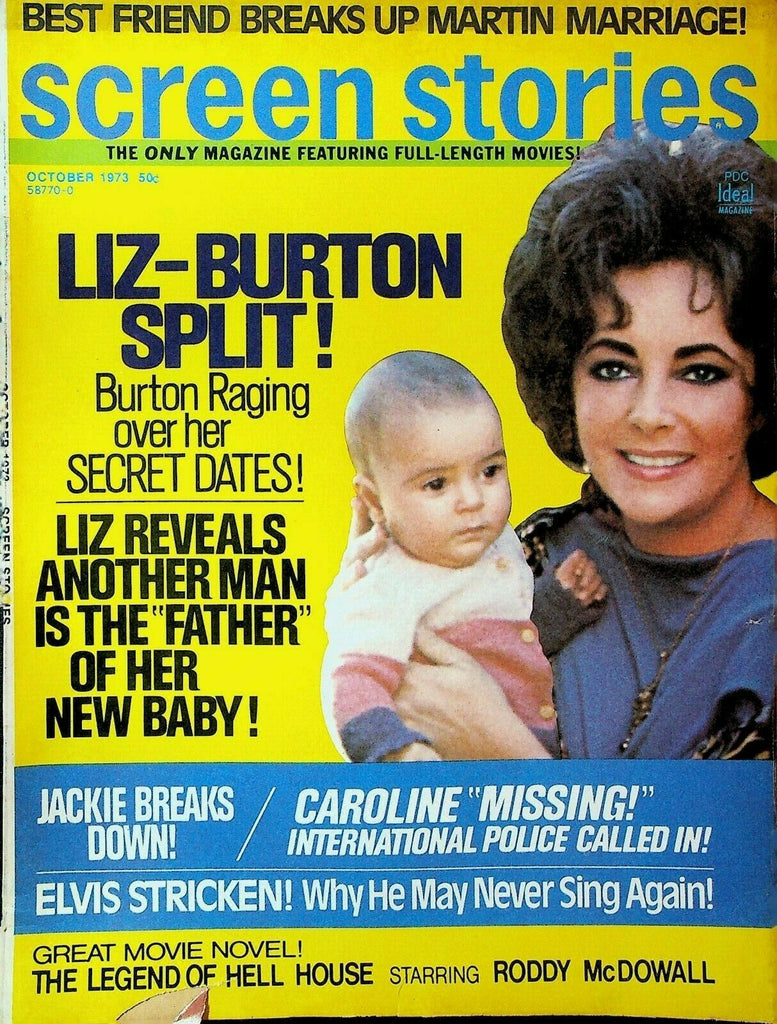 Screen Stories Magazine October 1973 Liz Taylor Jackie Kennedy Elvis Presley