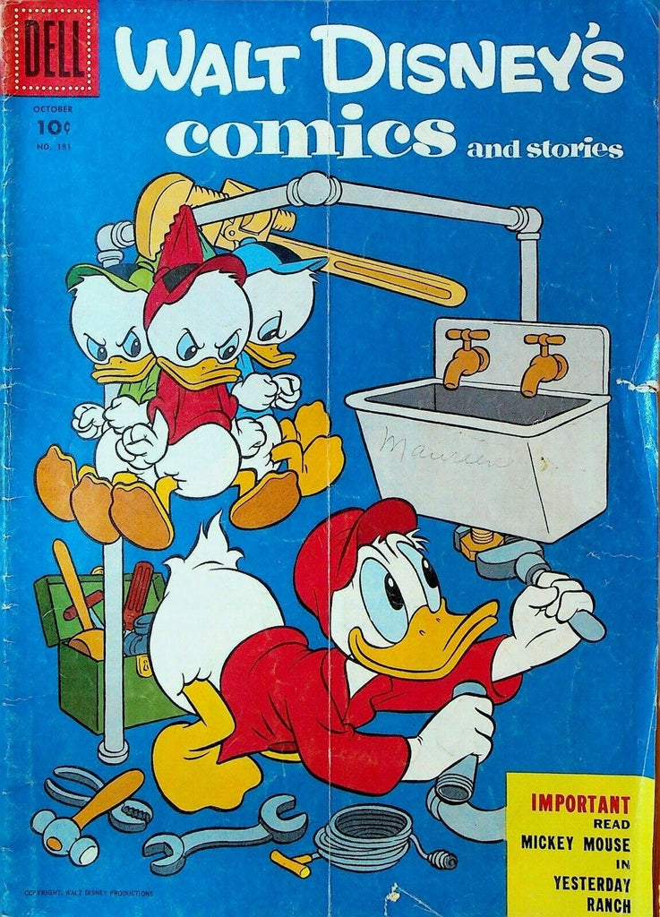 Walt Disney's Comics & Stories 181 Dell Comics 1955 Plumbing Donald Duck