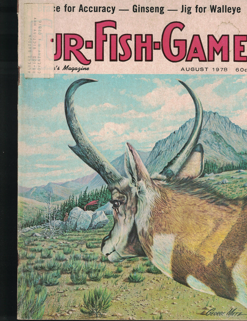 Harding's Fur Fish & Game Magazine August 1978 George Metz Ginseng Walleye