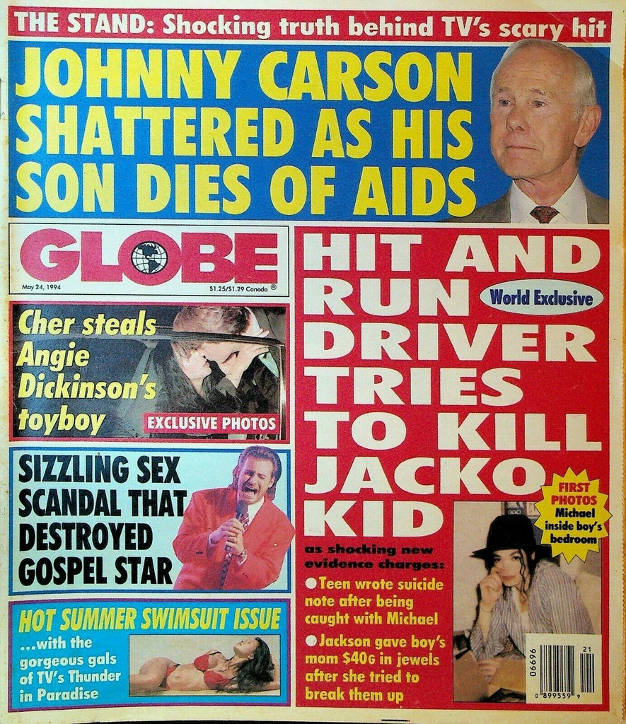 Globe May 24 1994 Cher Johnny Carson Michael Jackson Michael English