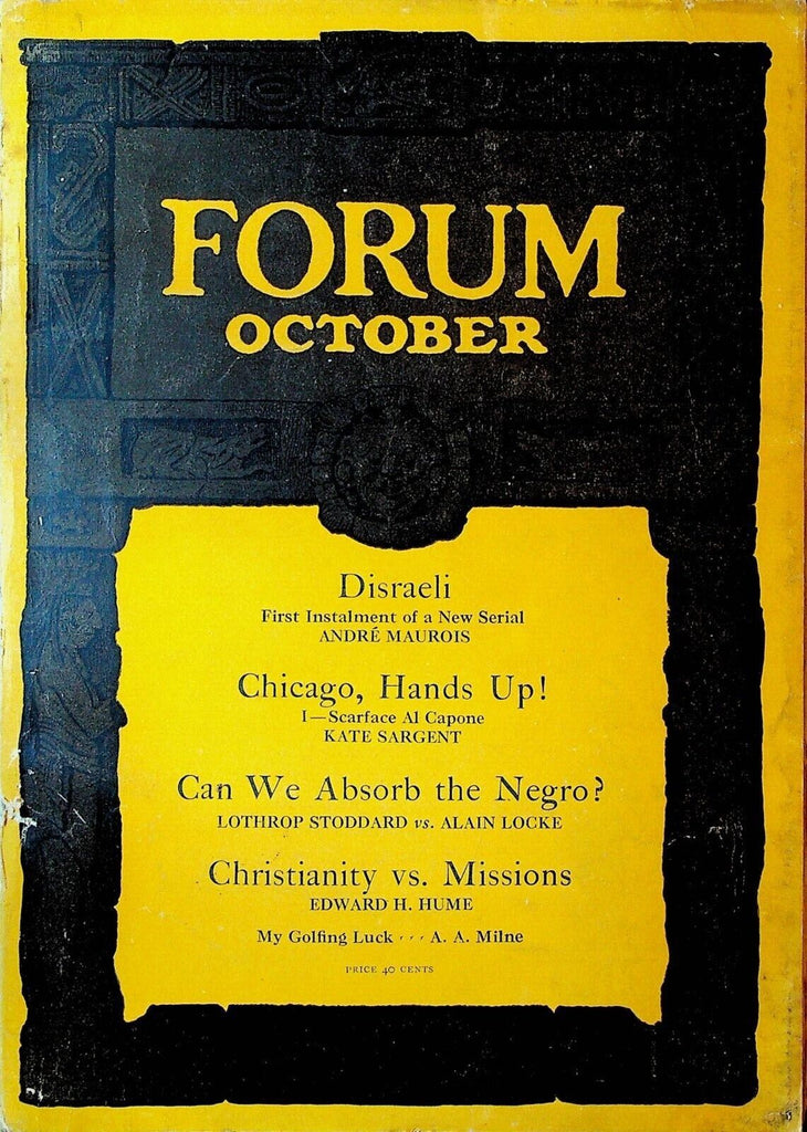 Forum Magazine October 1927 Al Capone AA Milne Disraeli Black Americans