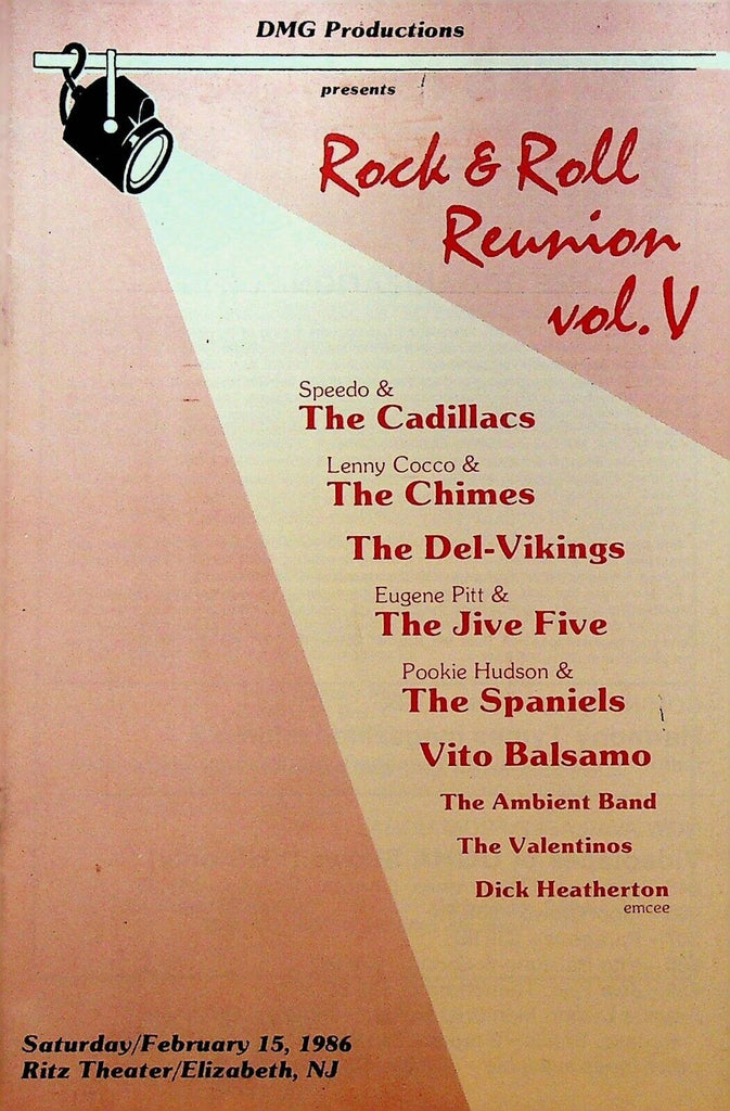 Rock & Roll Reunion Volume V Program 1986 The Cadillacs Chimes Del-Vikings