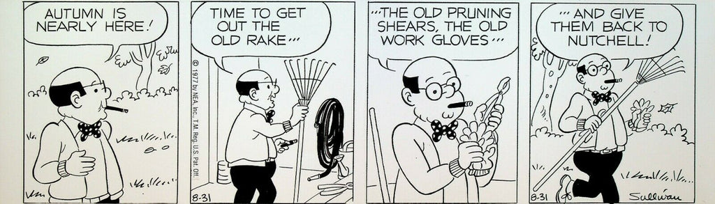 Priscilla's Pop by Ed Sullivan Original Comic Strip Art August 31 1977 Fall Rake