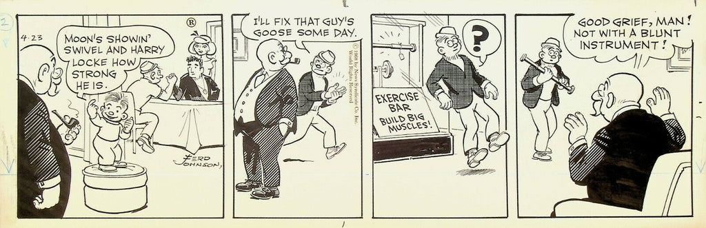 Moon Mullins Ferd Johnson Original Comic Strip Art April 23 1968