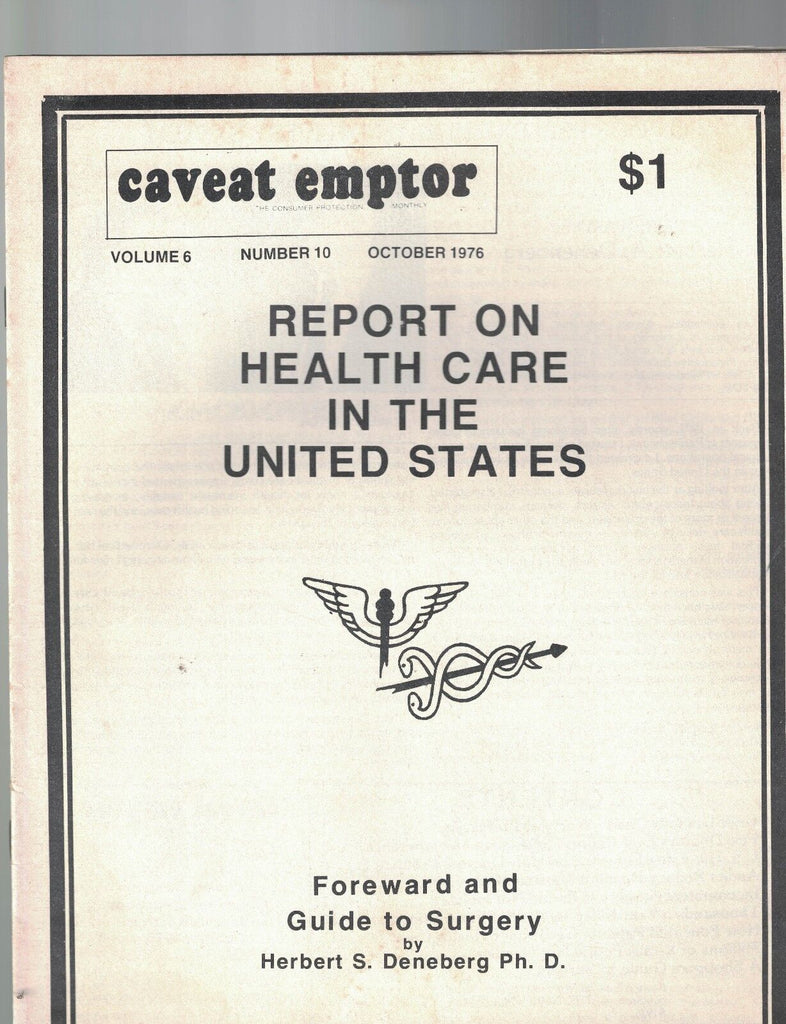 Caveat Emptor Magazine October 1976 Health Care in the United States