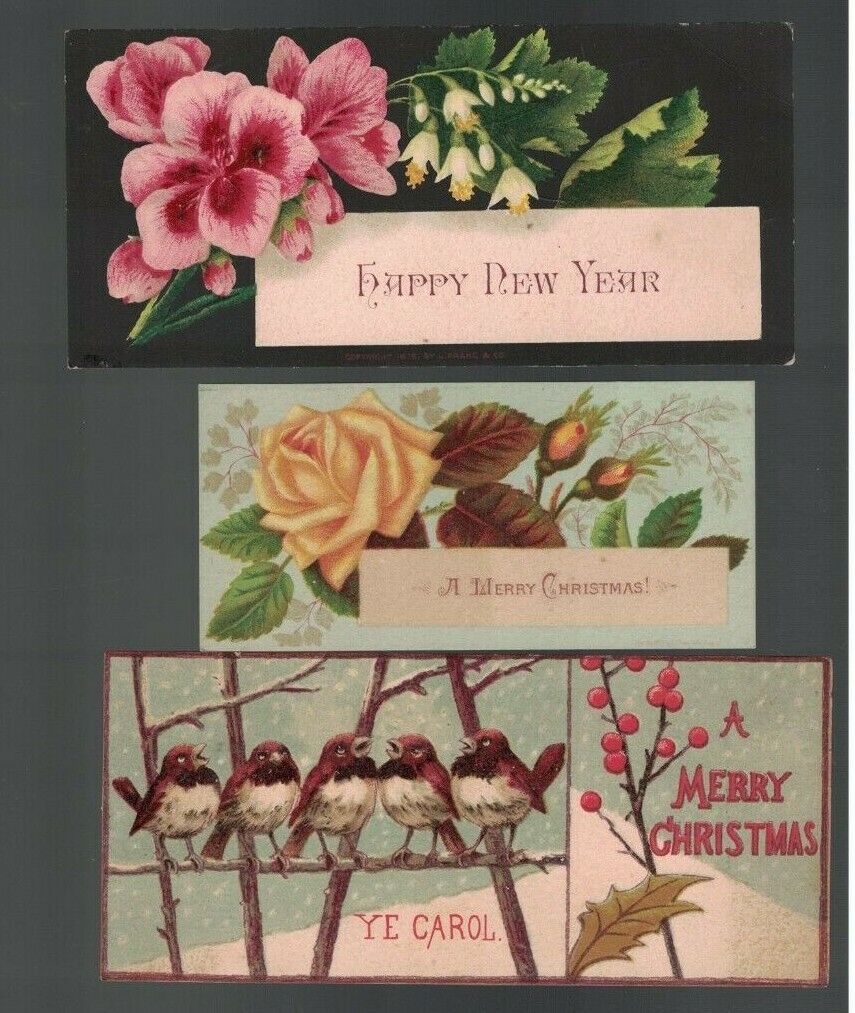 Merry Christmas & Happy New Year Cards 1879 1880 Lot of 3