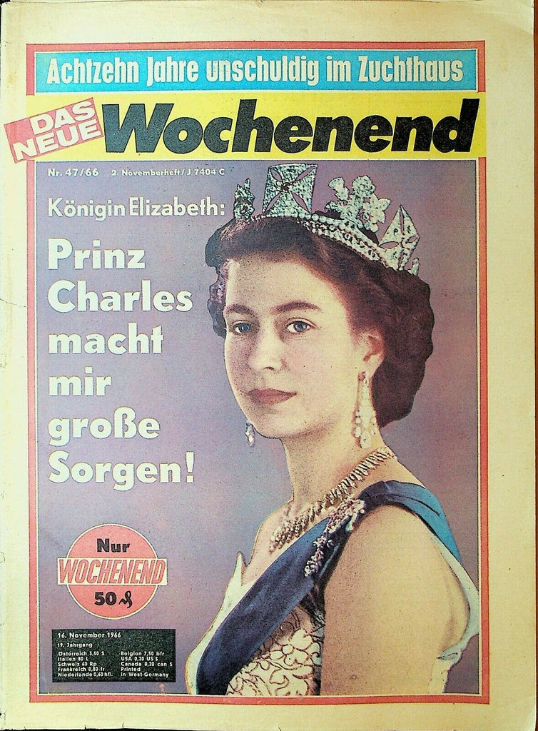 Das Neue Wochenend Magazine November 16 1966 Queen Elizabeth Prince Charles