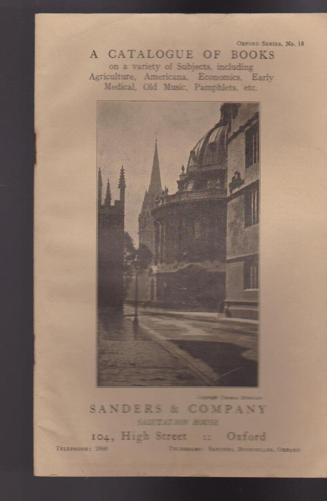 Sanders & Co Catalogue of Books Oxford Series 18 Economics Music Americana