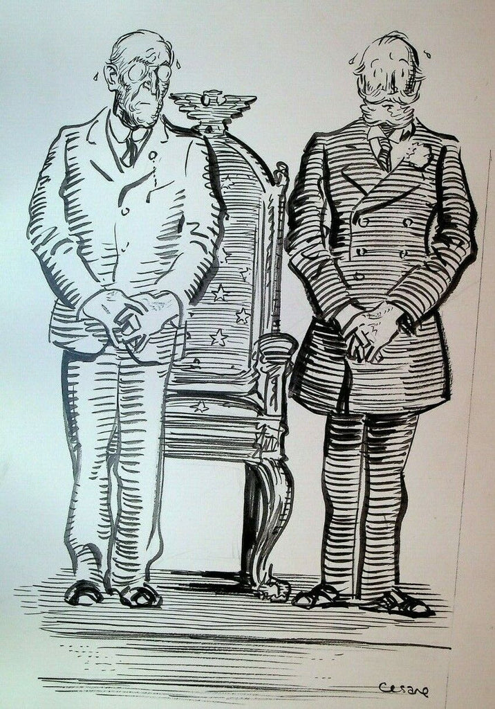 Oscar Edward Cesare Original Art 1916 President Wilson William Jennings Bryan