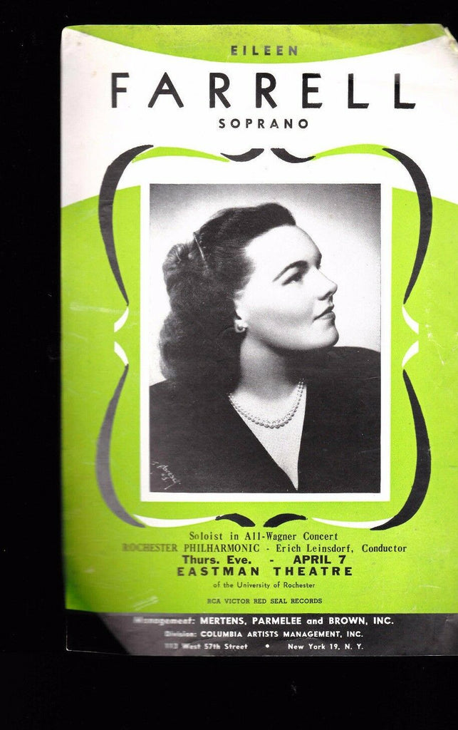 Eileen Farrell Soprano 1950s ad flyer   RPO Rochester Philharmonic Orchestra