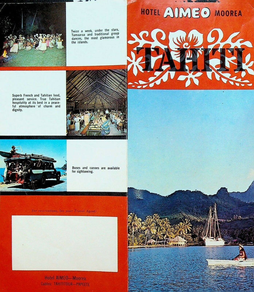 Hotel Aimeo Morrea Tahiti Brochure 1960s Cook's Bay