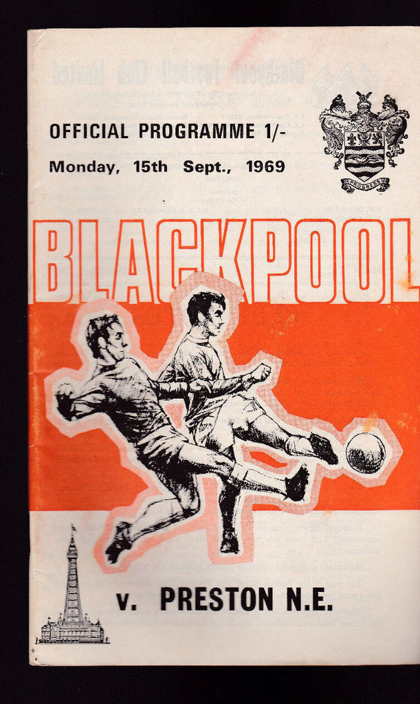 Blackpool Football Club Official Programme v Preston NE September 15 1969