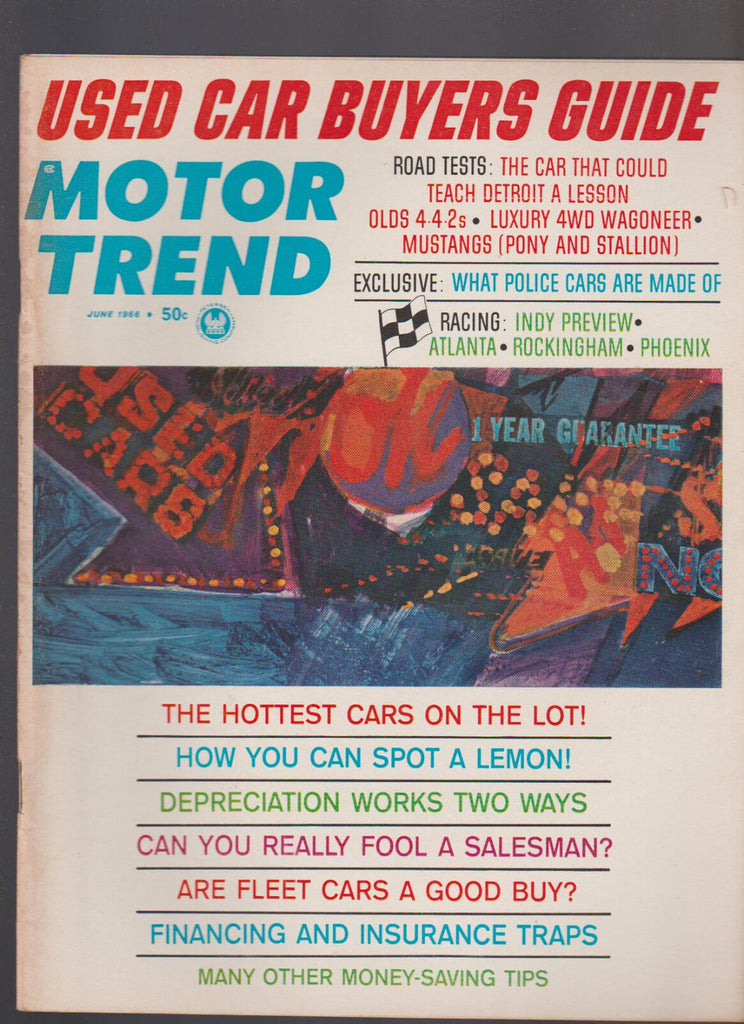 Motor Trend Magazine June 1966 Olds 442 Mustang Wagoneer Police Cars