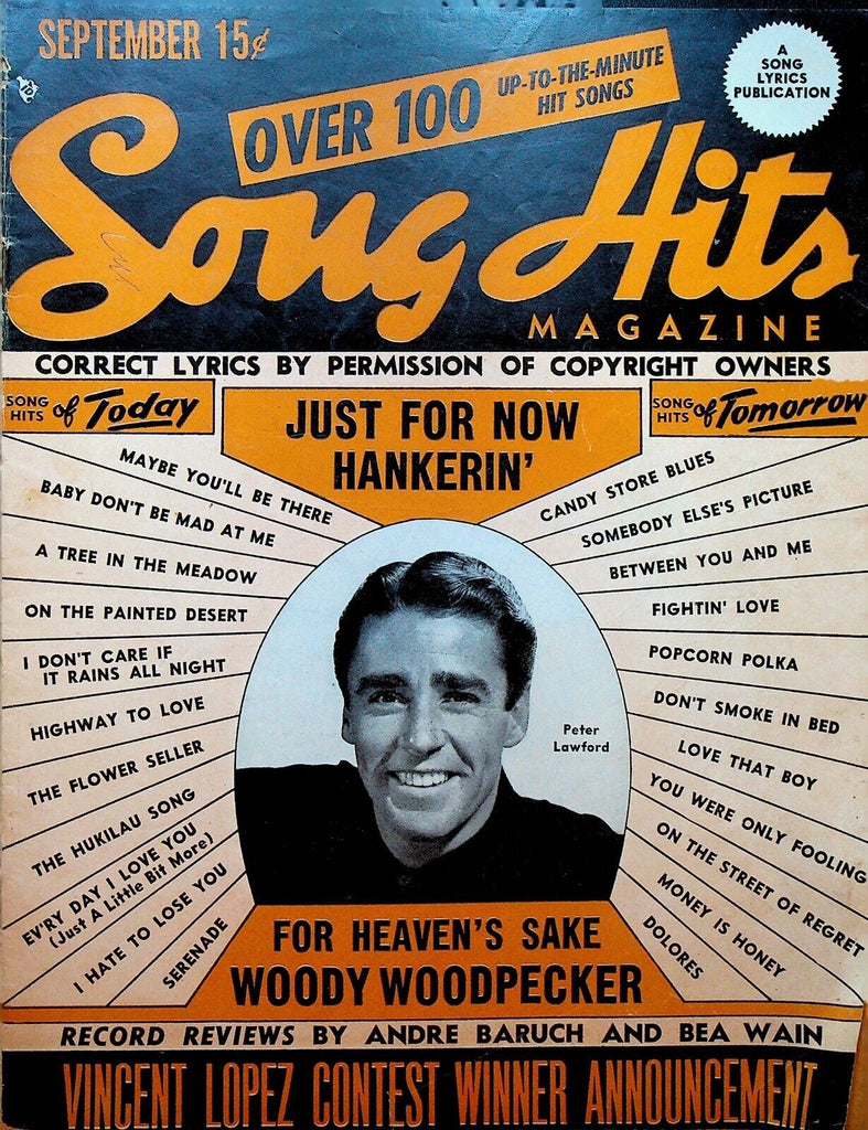 Song Hits Magazine September 1948 Peter Lawford Vincent Lopez Andre Baruch