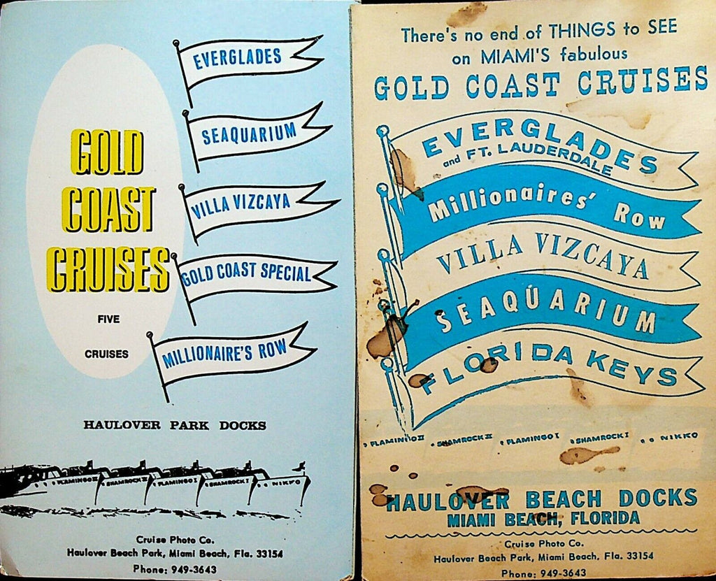 Nikko Gold Coast Cruises Miami Beach Florida 1969 Tourist Photo Folders Lot of 2