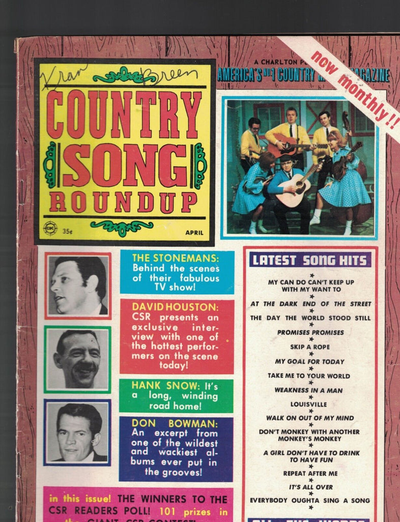 Country Song Roundup April 1968 #106 Hank Snow David Houston Don Cross