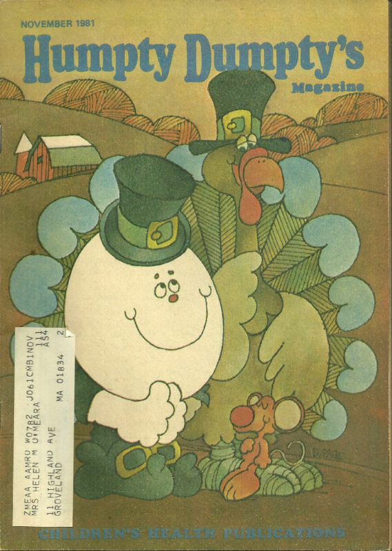 Humpty Dumpty Magazine November 1981 Thanksgiving Cover