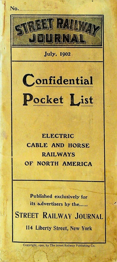 Street Railway Journal July 1902 Electric Cable & Horse Railways North America