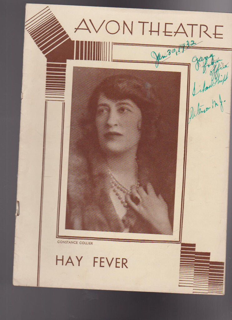 Hay Fever Avon Theatre Program Constance Collier January 25 1932