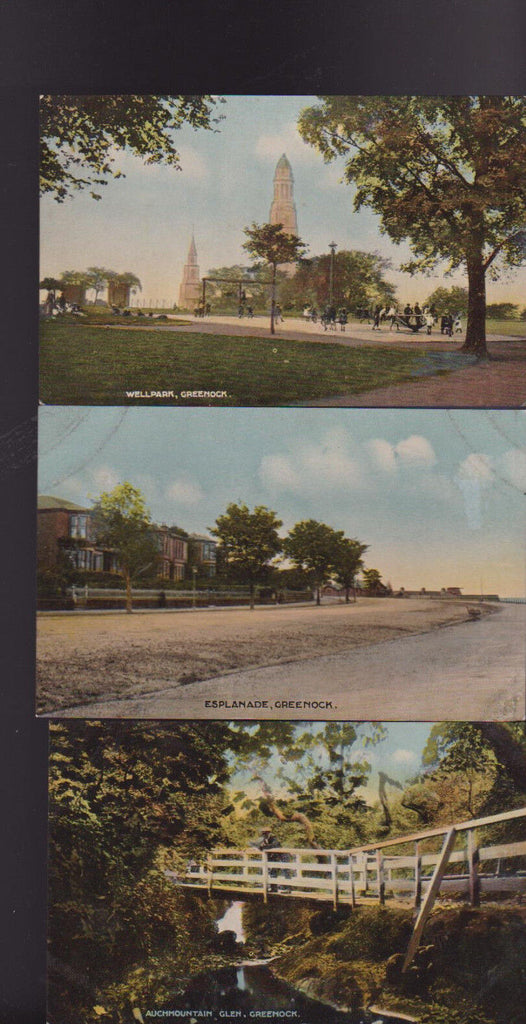 Greenock Scotland Postcard Lot of 5 1920s Auchmountain Glen Wellpark Clyde