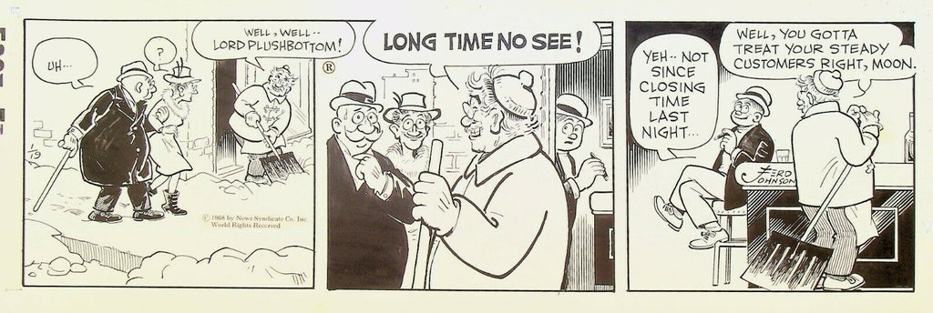 Moon Mullins Ferd Johnson Original Comic Strip Art January 19 1968
