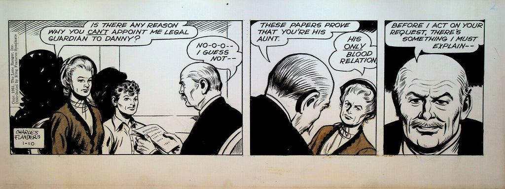 The Lone Ranger Original Comic Strip Art Charles Flanders January 10 1961