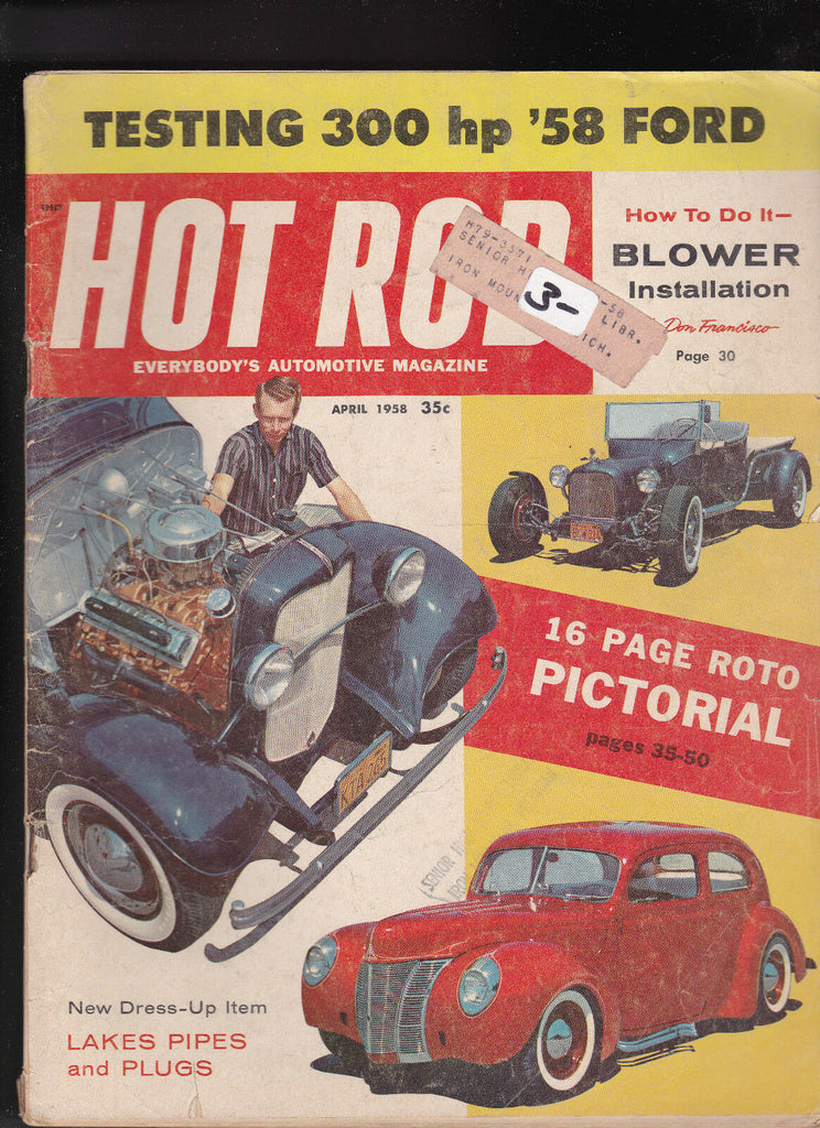 Hot Rod Magazine Roto Pictorial 1958 Ford Test  April 1958 FREE US S/H