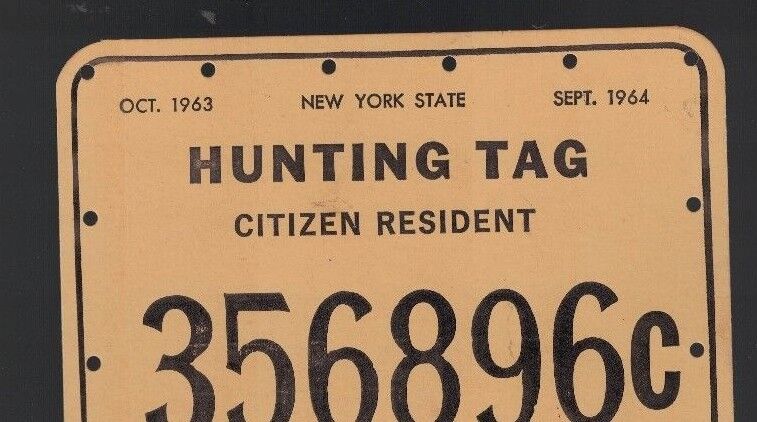 New York State Hunting Tag Citizen Resident 1963 - 1964
