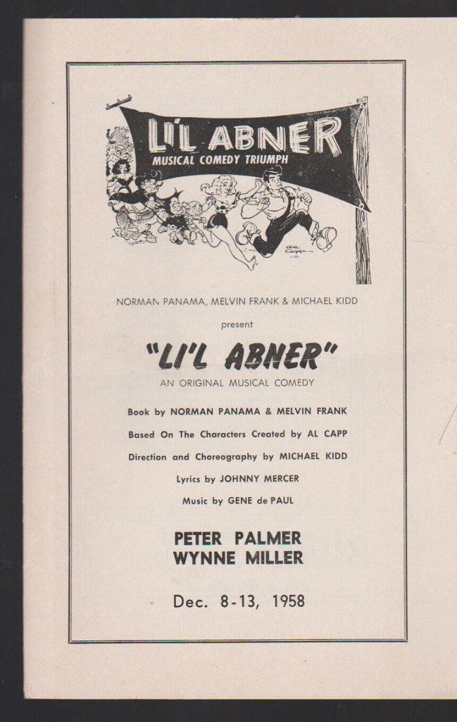 L'il Abner 1958 Auditorium Theatre Program Peter Palmer Wynne Miller
