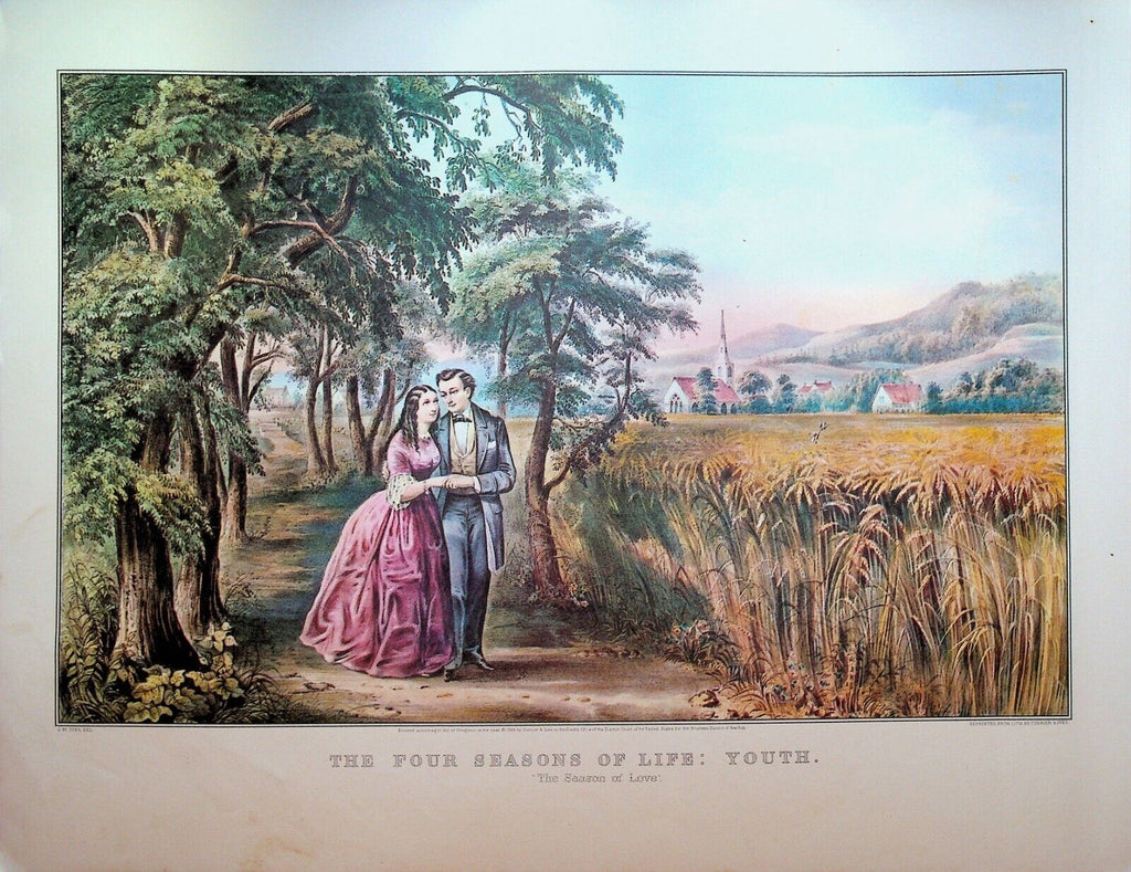 Currier & Ives Print The Four Seasons of Life Youth Childhood
