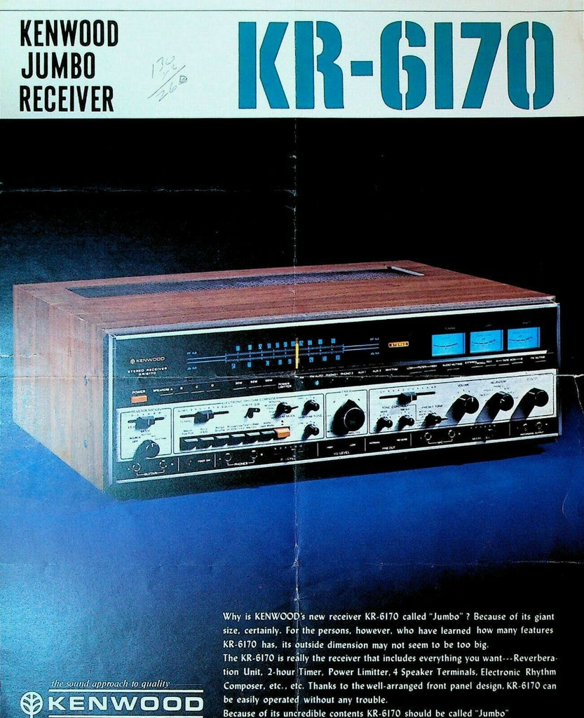 Kenwood Jumbo Receiver KR-6170 Ad Sheet 1970s