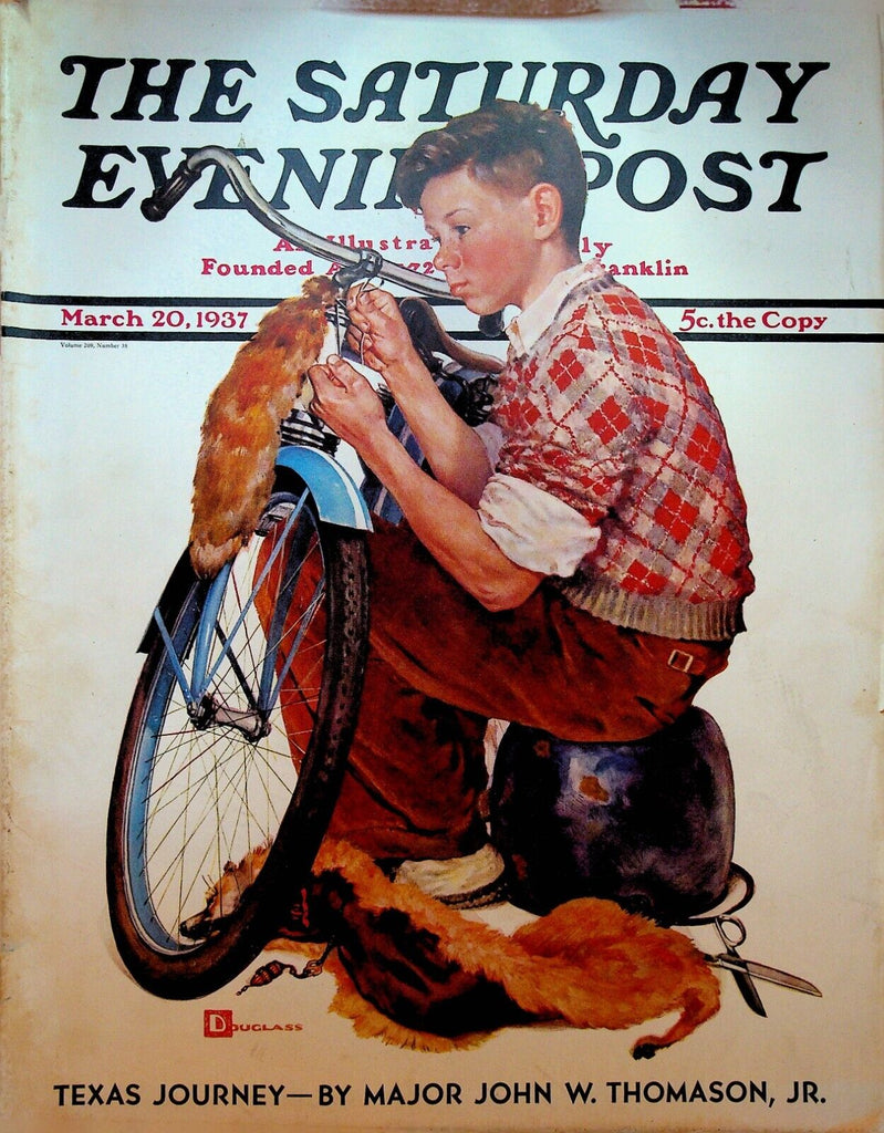 Saturday Evening Post March 20 1937 Douglas Crockwell Stephen Vincent Benet