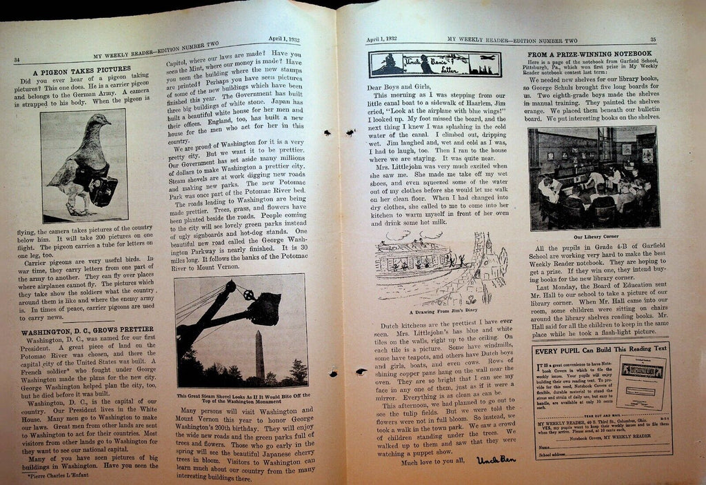 My Weekly Reader Magazine April 1 1932 Major League Baseball Tour of Japan