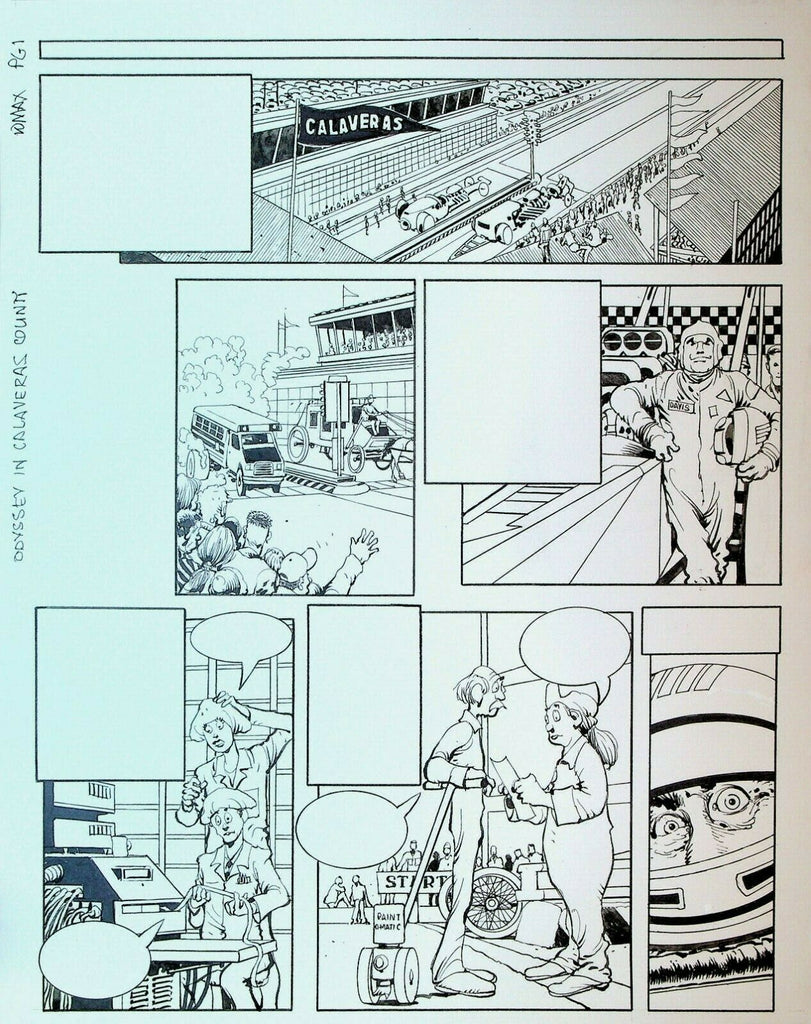 Don Lomax Original Art Odyssey in Calaveras County p1 Pete Millar Drag Cartoons