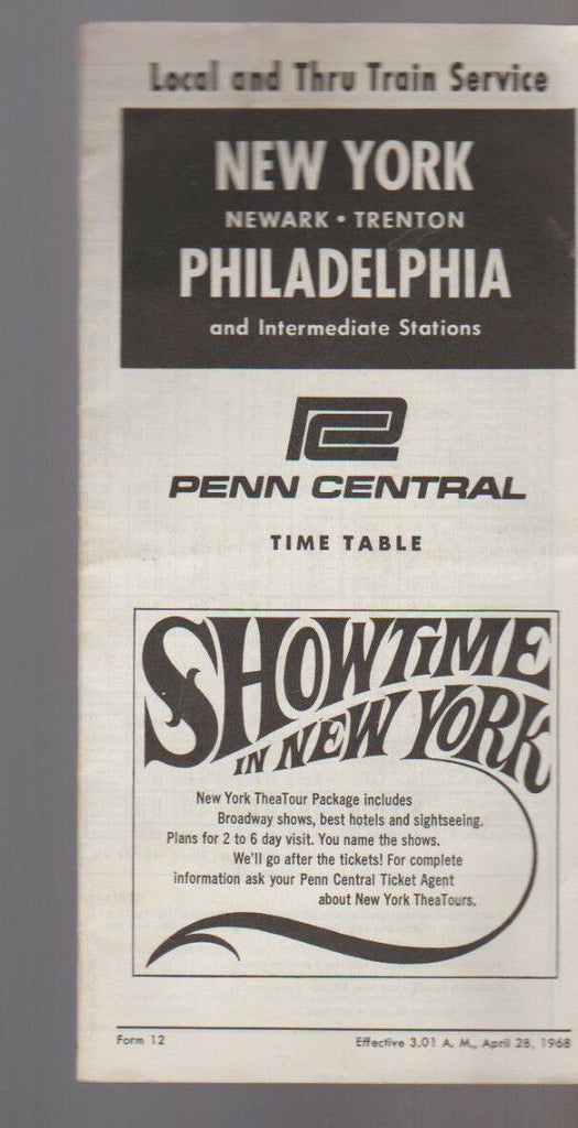 Penn Central Time Table April 1968 New York Philadelphia Train Service