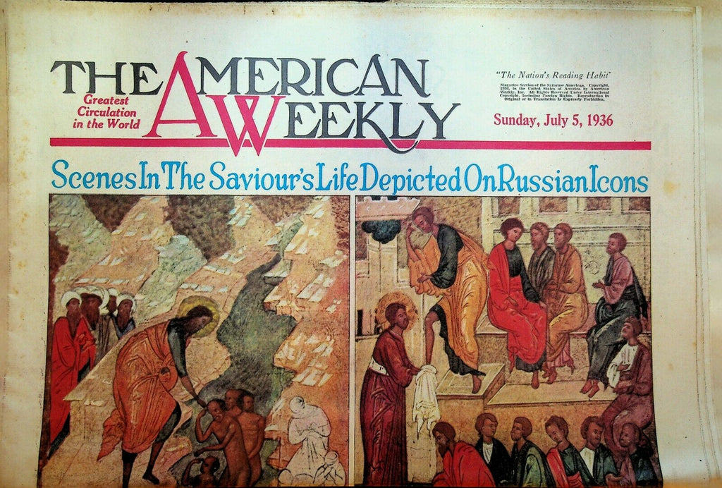 American Weekly July 5 1936 Rhoda Beasley Edward Montagu Russian Jesus Icons