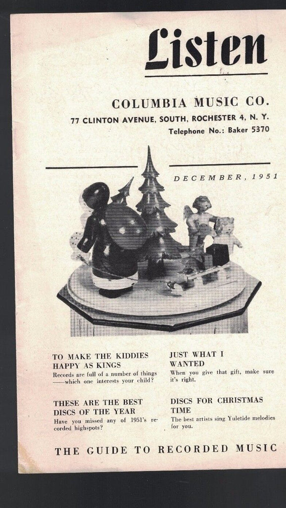 Columbia Music Company Listen booklet December 1951 releases