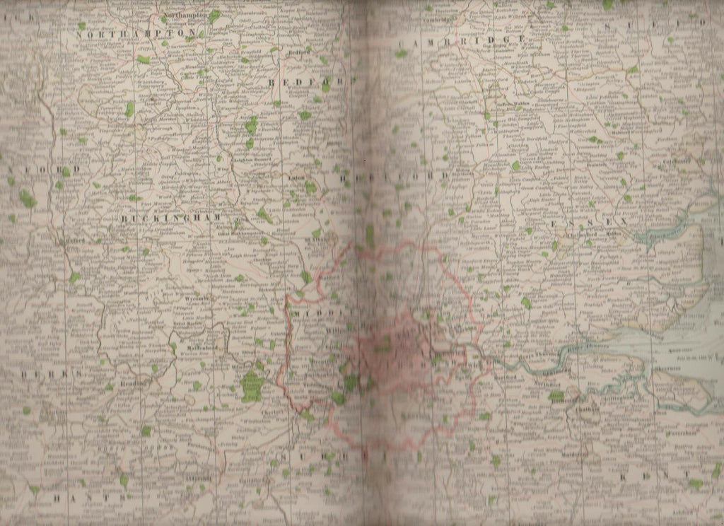 Vicinity of London England Century Atlas 1897 Antique Map #77 11 3/4 x 16
