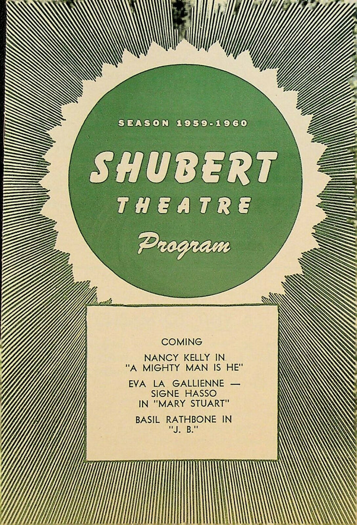 The Visit Program November 2 1959 Alfred Lunt Lynn Fontanne Shubert Theatre