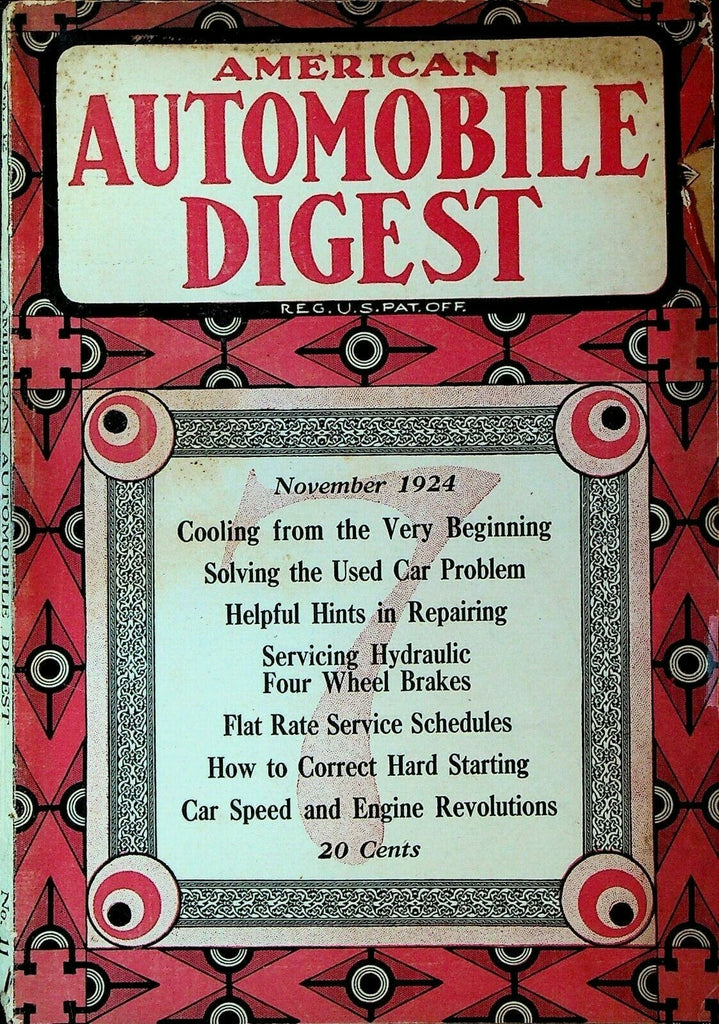 American Automobile Digest November 1924 Delco Service Manual Saving Gasoline