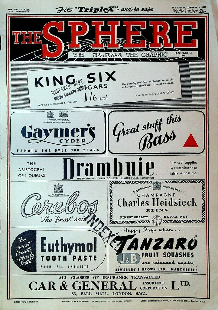 The Sphere Magazine January 3 1948 King Victor Emmanuel III NYC Blizzard Circus