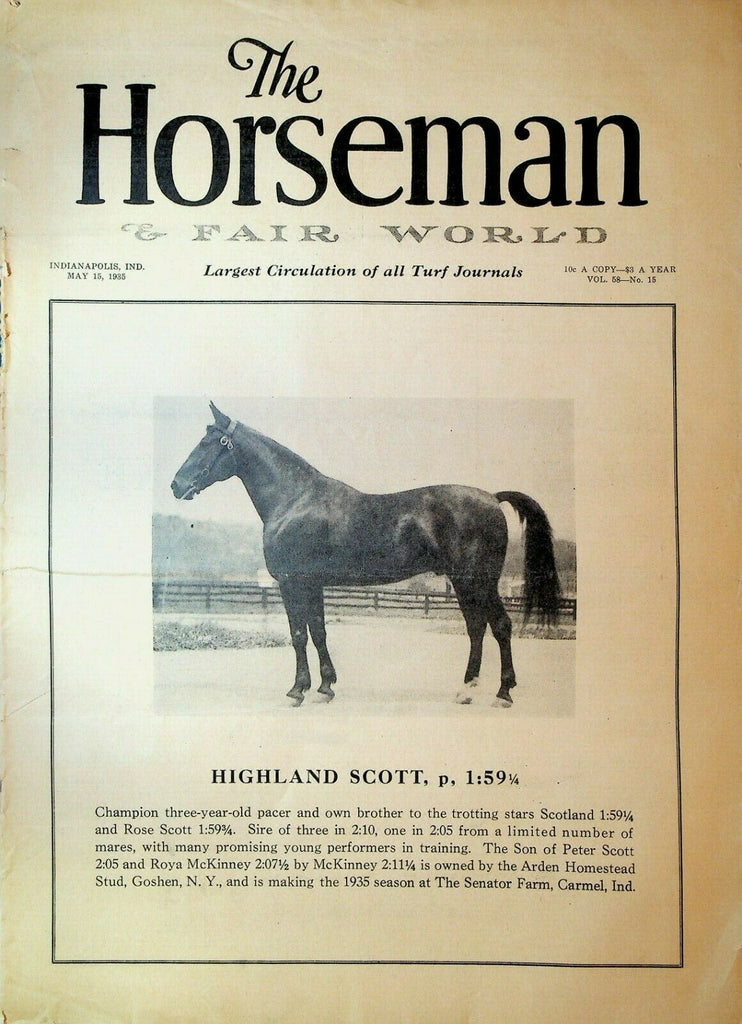 Horseman & Fair World Magazine Harness Racing May 15 1935 Highland Scott
