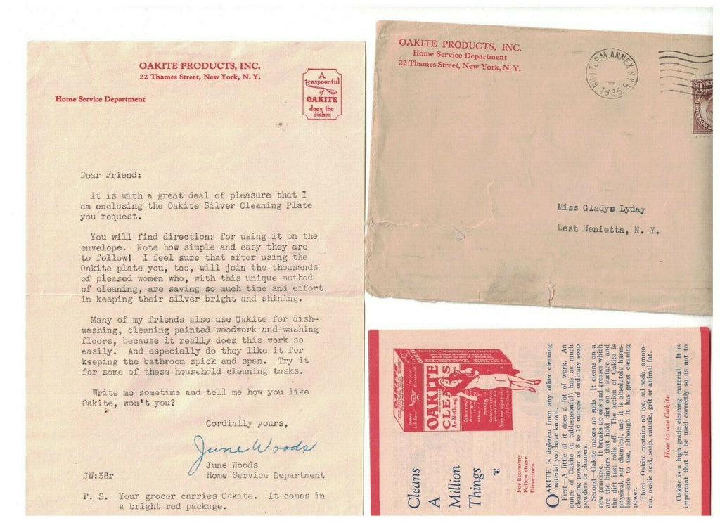 Oakite Products 1928 Brochure & Mailer Silver Cleaning Product New York City