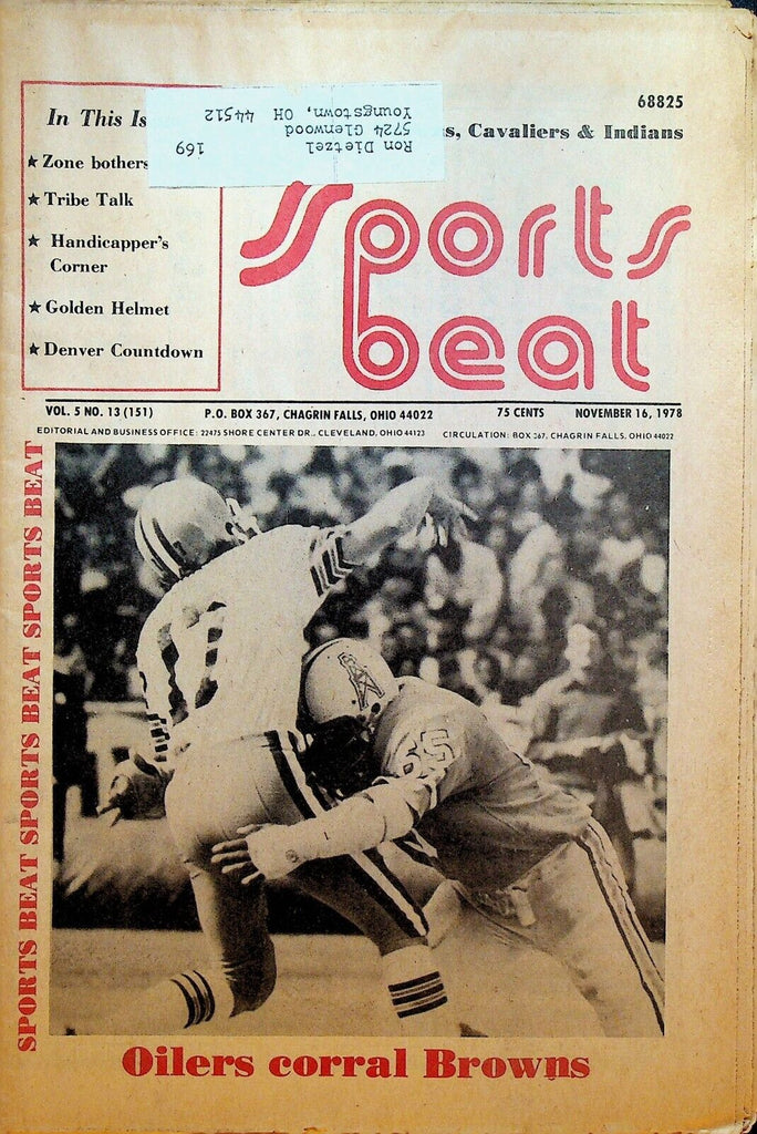 Sports Beat Magazine November 16 1978 Cleveland Browns Brian Sipe
